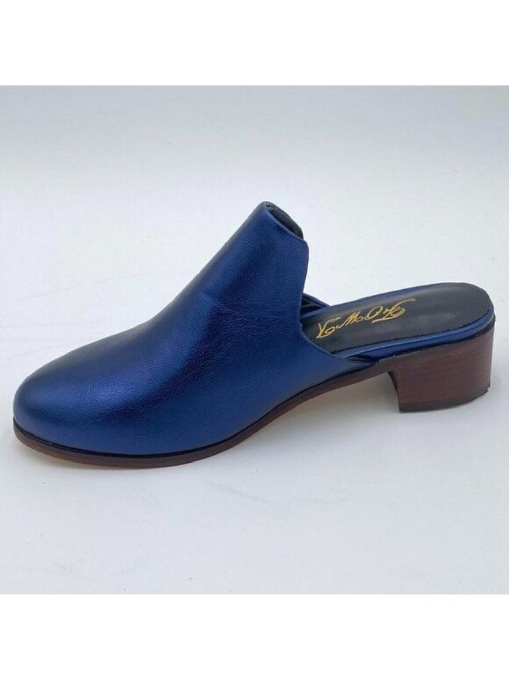 FOWT Women Round Closed Toe Mules Slip On Retro Loafer Low Chunky Block Thick
